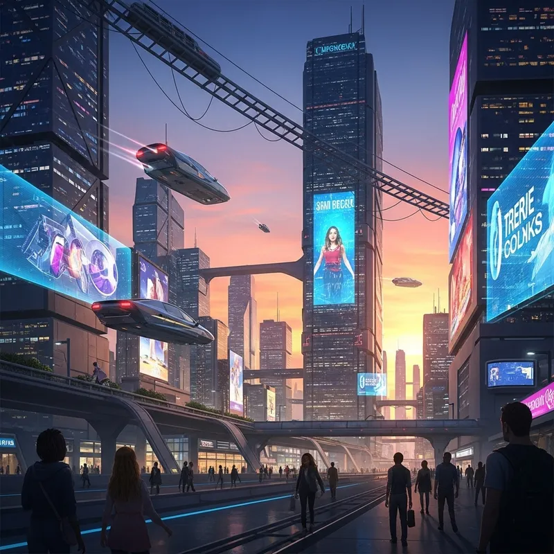 Futuristic High-Tech DALL-E 3 Cityscape at Dusk