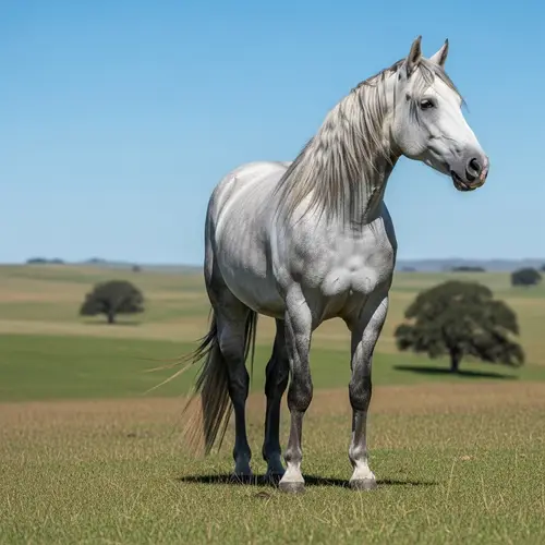 Majestic Horse in Serene Landscape | Radiant Glow in Sunlight