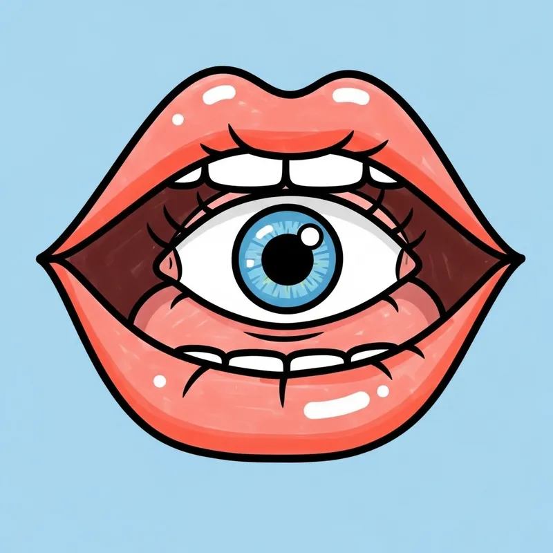 Eye in Mouth: Kid's Drawing Style Art