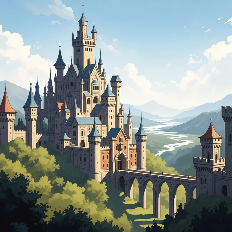 Enchanting Fantasy Castle Watercolor Art
