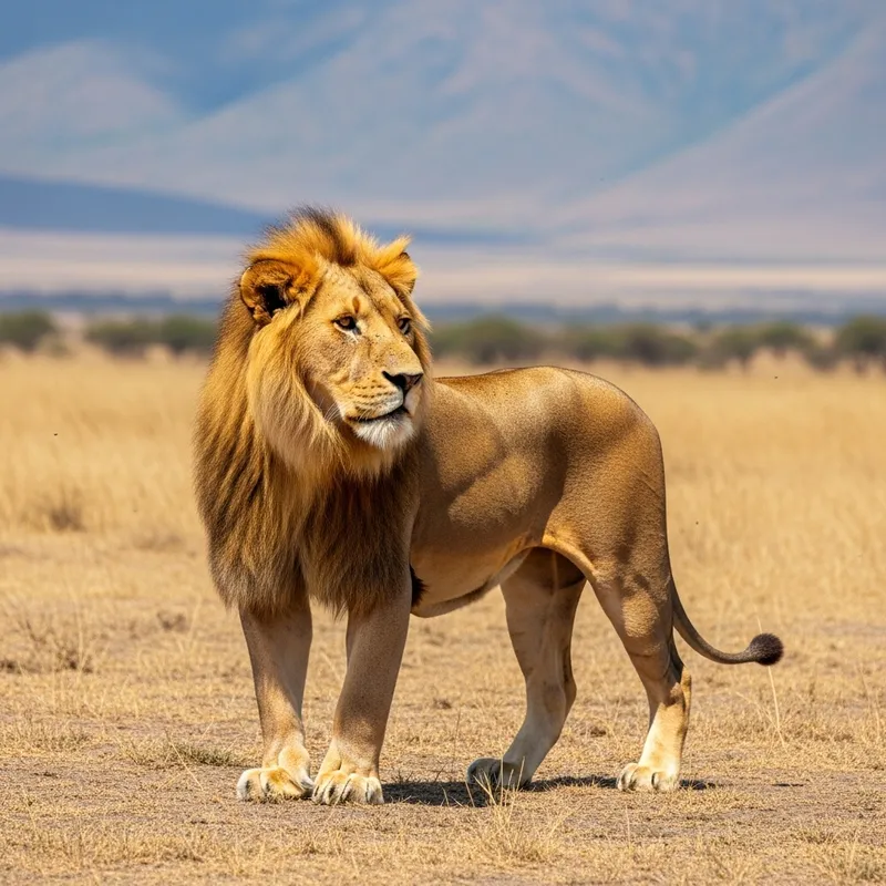 Majestic Lion in Dry African Savanna | Powerful King of the Wild