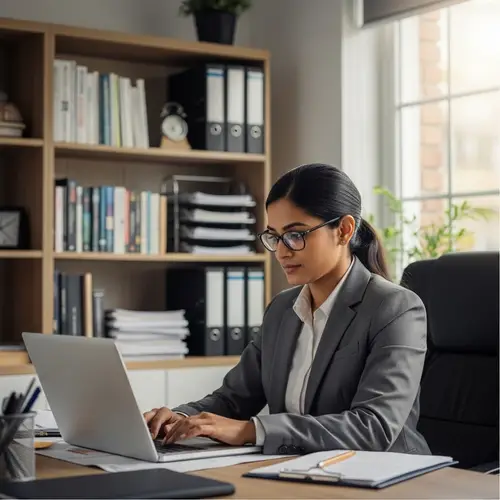 Professional Office Environment with South Asian Female Leader