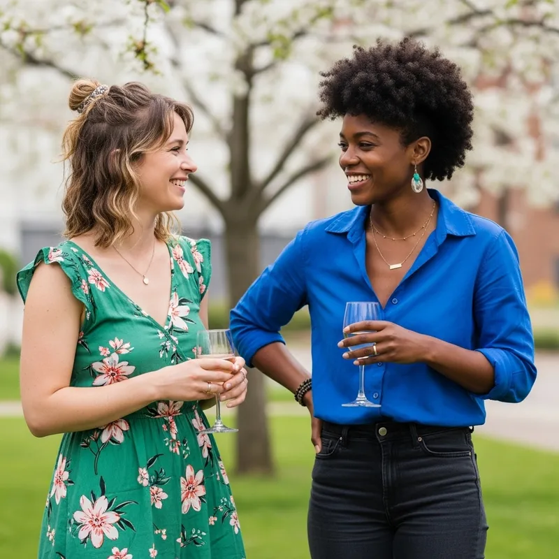 Diverse Friendship: Black and Blonde-Haired Friends Outdoors