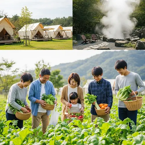 Harvesting Fun: Japanese Family at a Glamping Farm