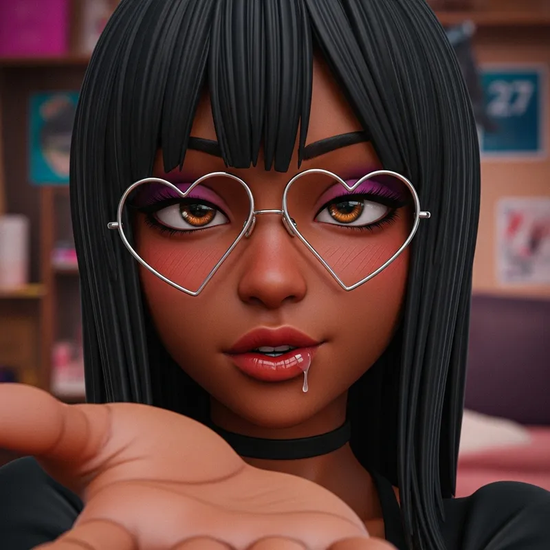 Psychedelic 3D Anime Art of a Dark-Skinned Woman