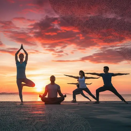 Diverse Yoga Poses at Sunset | Harmonizing Mind, Body & Spirit