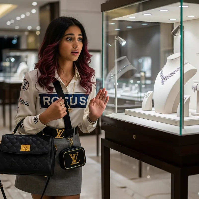 Materialistic Young Woman in High Fashion Glamour