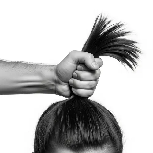 Strong Hand Gripping Head - Pulling Ponytail Upwards