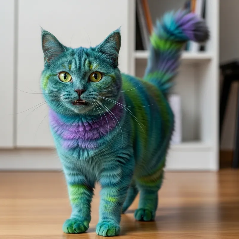 Crazy Cat with Colorful Quirky Charm