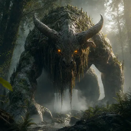 Epic Fantasy Monster Illustration of a Hulking Beast