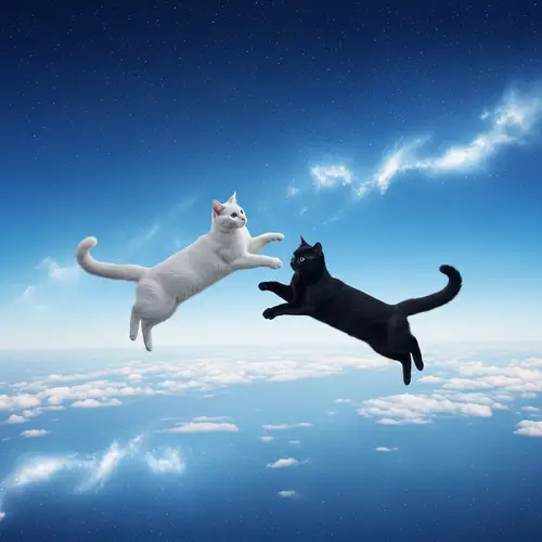 Celestial Cats Drifting in Heavenly Skies