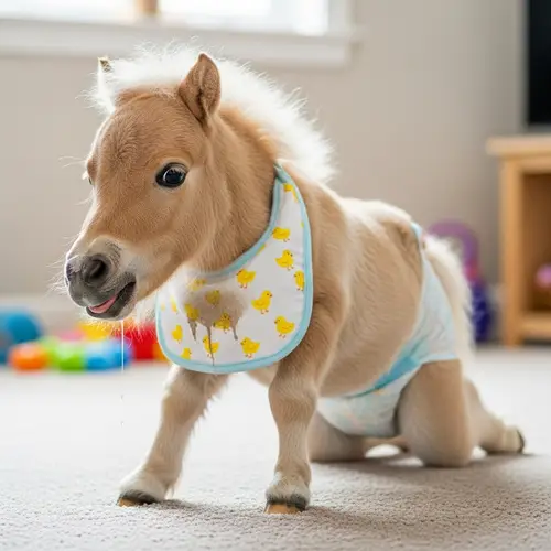 Adorable Baby Pony with Diaper and Drooling Bib