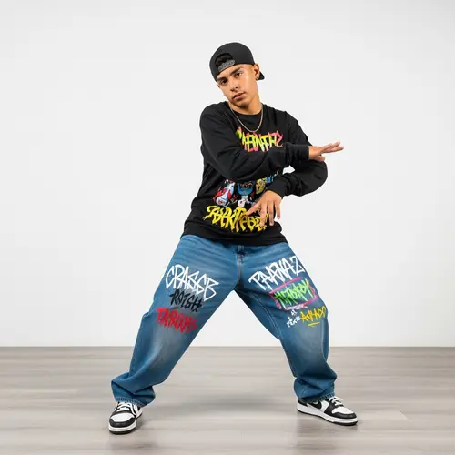 Hispanic Teenage Boy Street Dance | Youthful Street-art Fashion