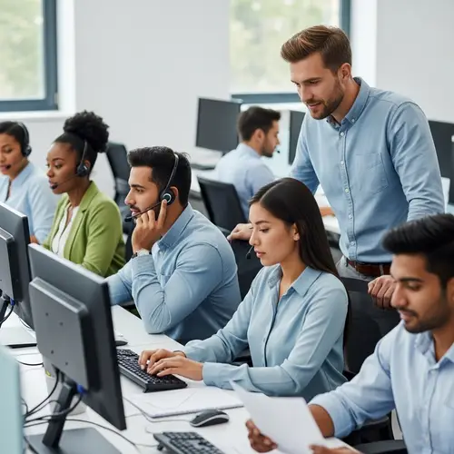 Diverse Call Center Team | Efficient Manager Leading Productivity