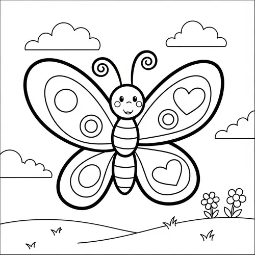 Joyous Butterfly Coloring Page for 3-Year-Olds