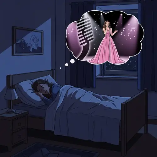 Captivating Dream: White Girl Singing in Pink Gown