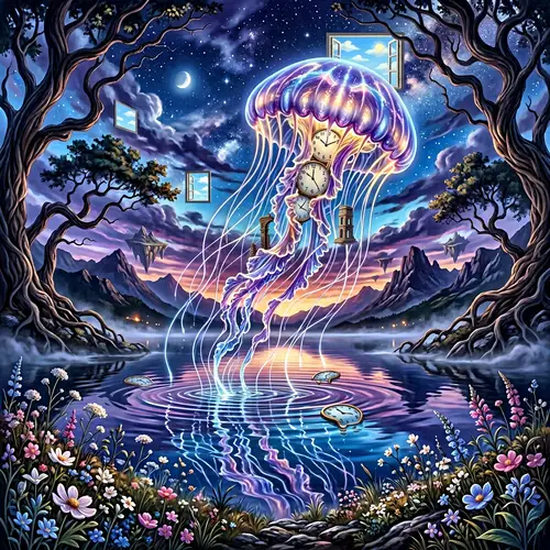 Luminescent Jellyfish: A Surreal Dreamscape Art