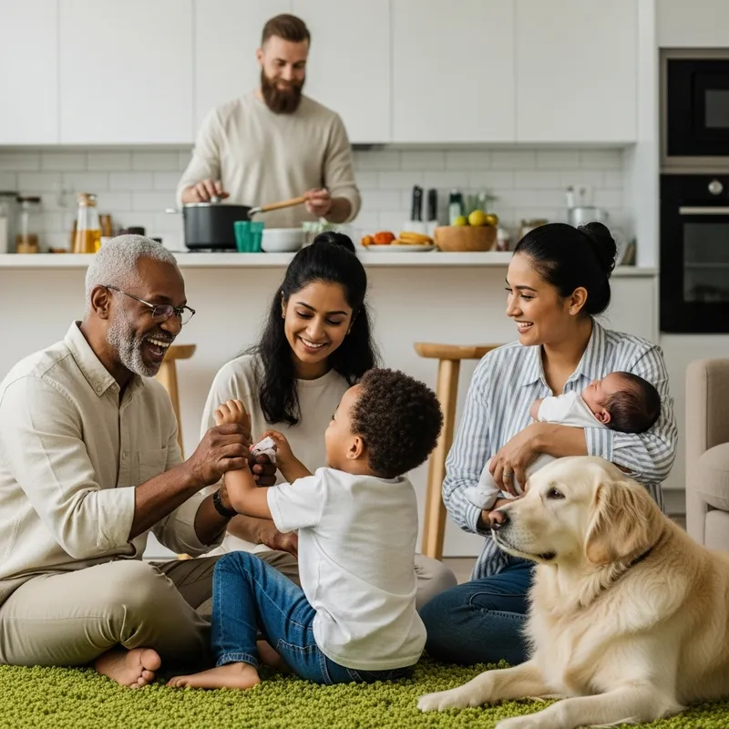 Happy Multi-Generational Family in Cozy Setting