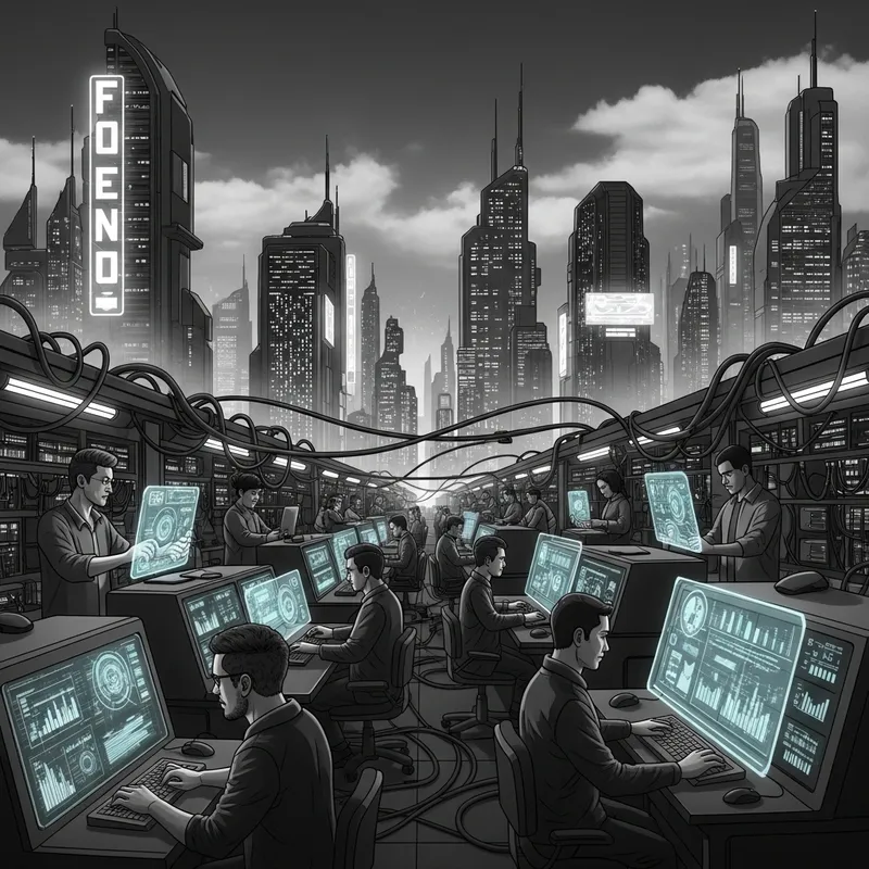 Futuristic Networking in Cyberpunk City - Grayscale Aesthetic Futuristic Networking in Cyberpunk City - Grayscale Aesthetic