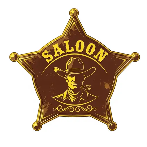 6-Pointed Sheriff's Star Logo with Cowboy in Brown and Yellow