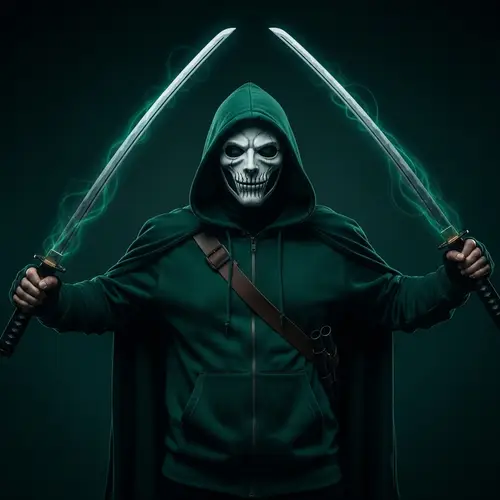 Emerald-Green Ninja Warrior | Enigmatic Dark Stance