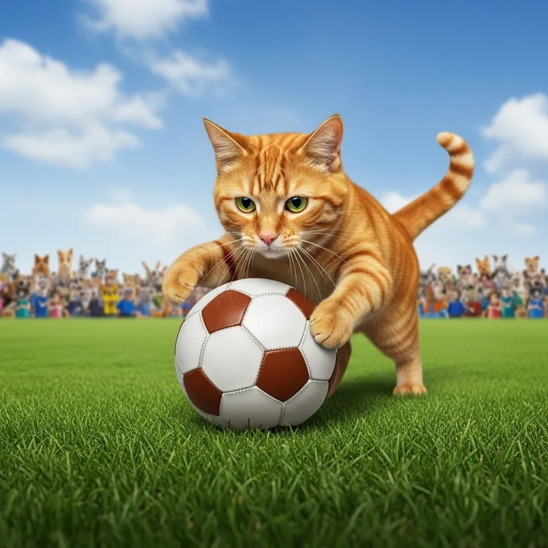 Playful Cat Exhibits Soccer Skills | Sportsmanship Displayed Playful Cat Exhibits Soccer Skills | Sportsmanship Displayed