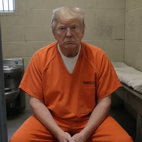 Donald Trump in Orange Prison Jumpsuit - Photorealistic Image