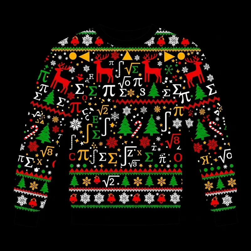 Math Teacher Ugly Christmas Sweater Vector Illustration