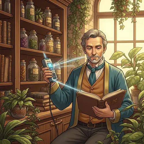 Traditional Style Health Zapper Illustration in Apothecary | Study of Device Effects