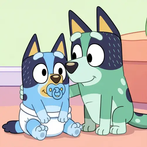 Adorable Heeler Puppy Cartoon Inspired by Bluey Series