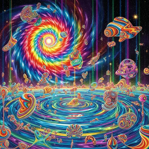 Psychedelic Abstract Art - Dreamy Cosmic Vortex