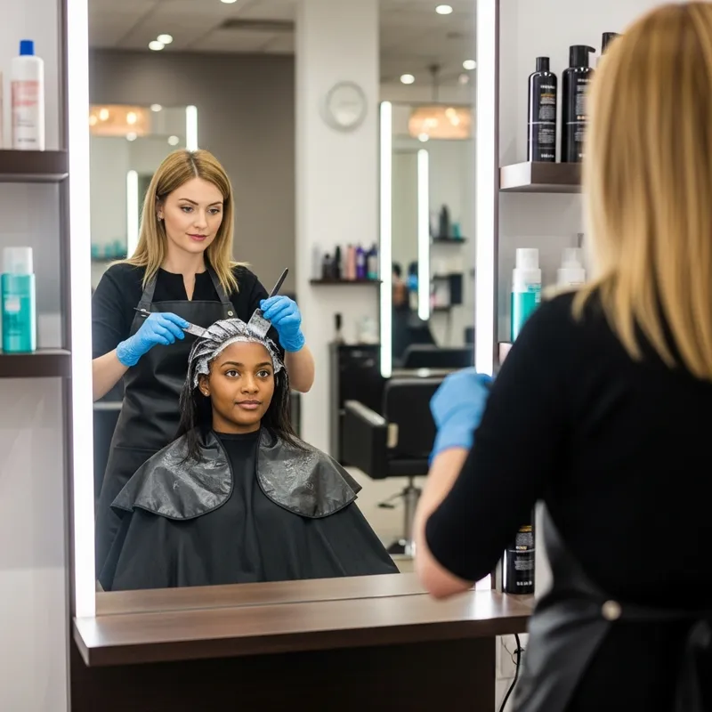 Professional Hair Coloring Service: Air Touch Technique in Beauty Salon