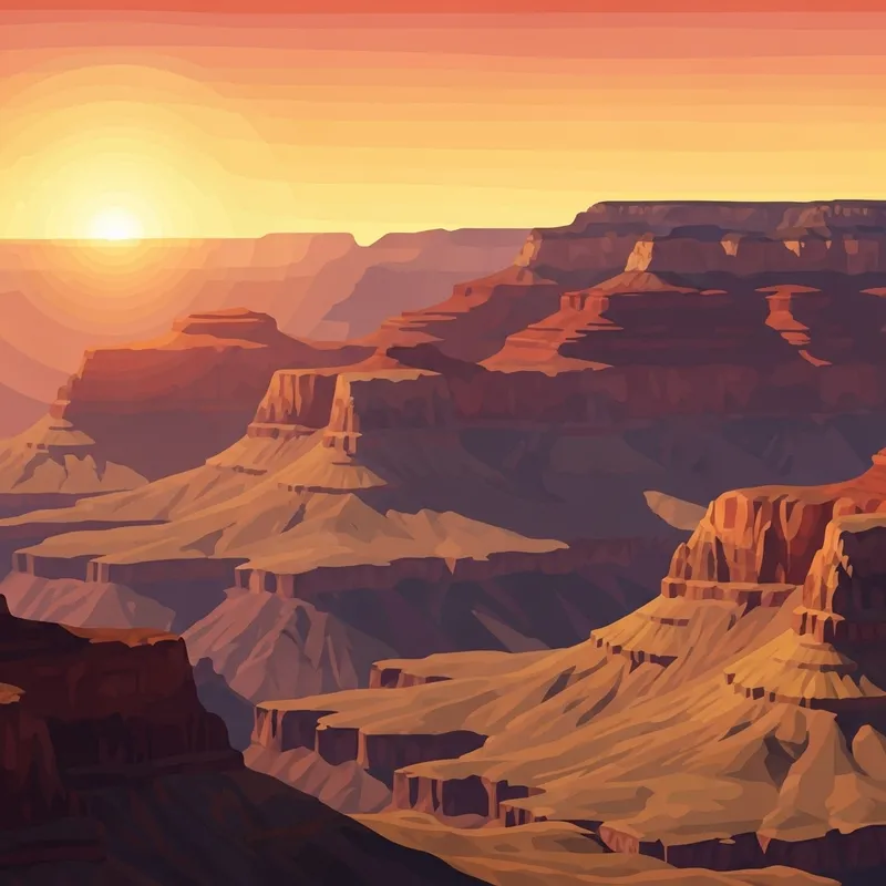 Abstract Sunset over Grand Canyon | Geometric Color Transition