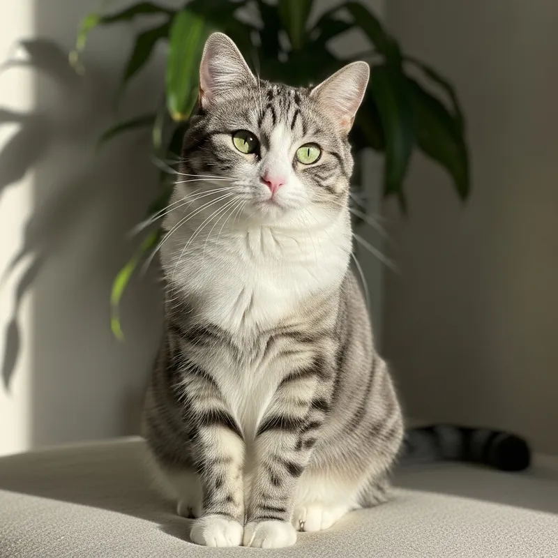 Cute Black and White Cat Basking in Sunlight