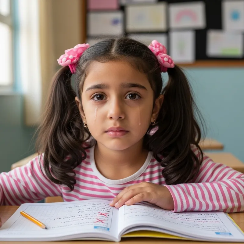 Crying Child Due to Wrong Answer - Emotional Reaction