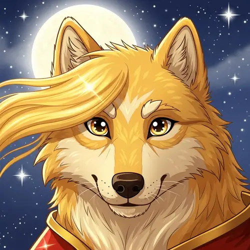Golden Wolf Face: Friendly & Majestic Art