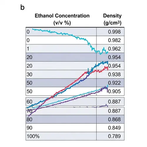 Ethanol Density Table: Concentration vs Solution Density
