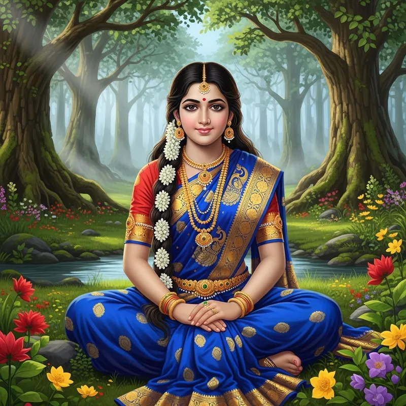 Mata Sita in Lush Forest | Divine Hindu Figure