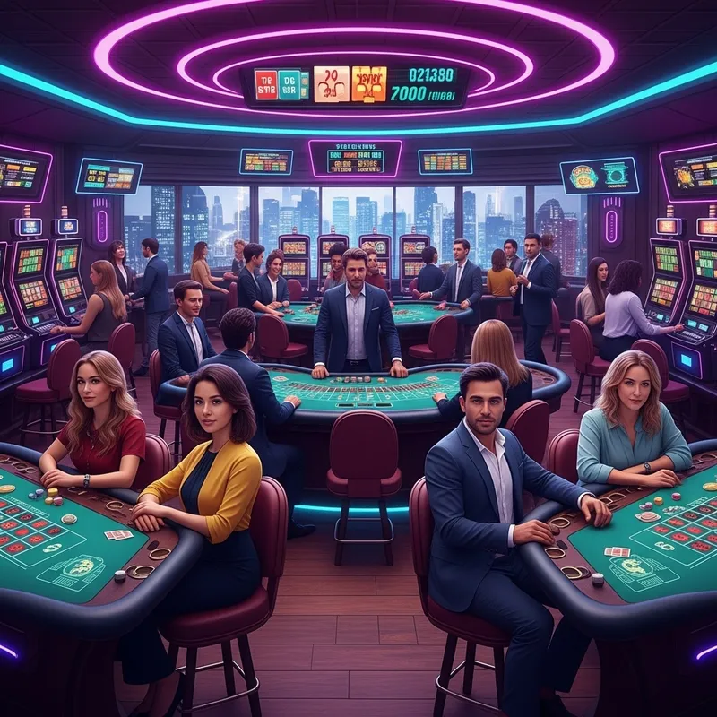 Retro Futuristic Online Casino | Neon Lights & Diverse Players