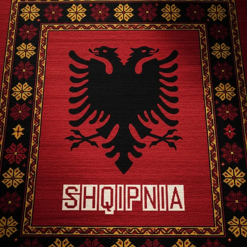 Symbol of Albanian Flag on Northern Albanian Rug | Captivating Colors