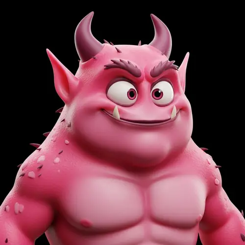 Playful Cartoon-Styled Friendly Demon 3D Rendering