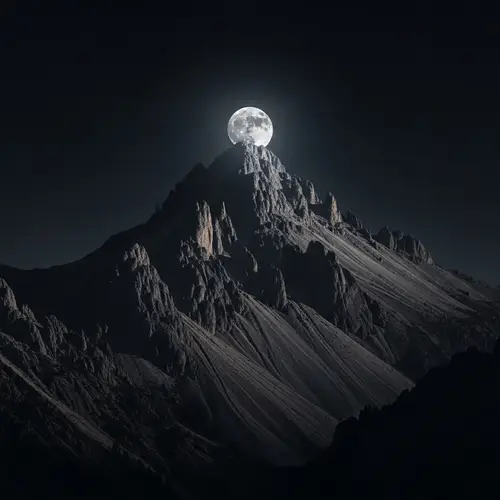 Moon on Peak: A Surreal Nocturnal Landscape