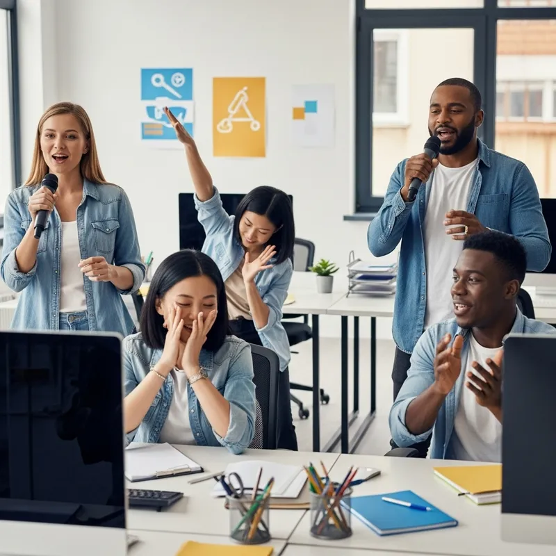 Colleagues Singing Rap Together | Office Team Performance Colleagues Singing Rap Together | Office Team Performance