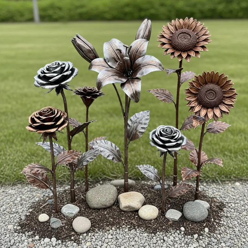 Intricately Crafted Metal Flowers: Nature's Beauty Captured