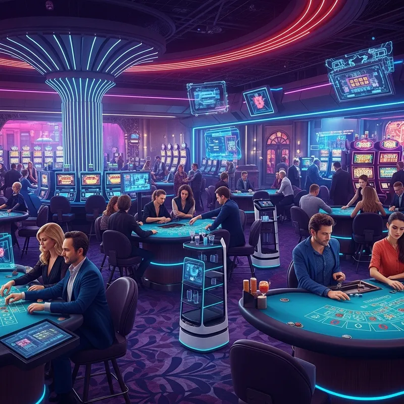 Futuristic Casino: Neon Lights & Holographic Displays
