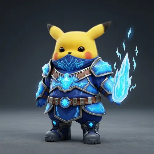 Yellow Creature in Intricate Blue Outfit - Character with Icy Powers