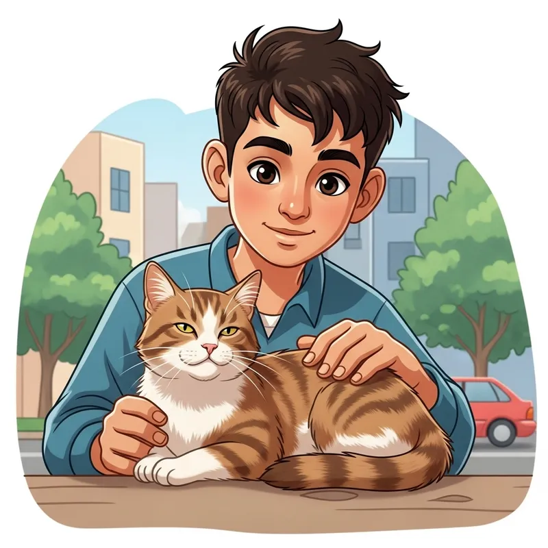 Cheerful Boy with Cat: Adorable Connection