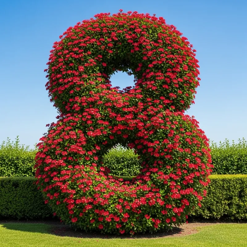 Tranquil Number 8 Hedge with Red Flowers