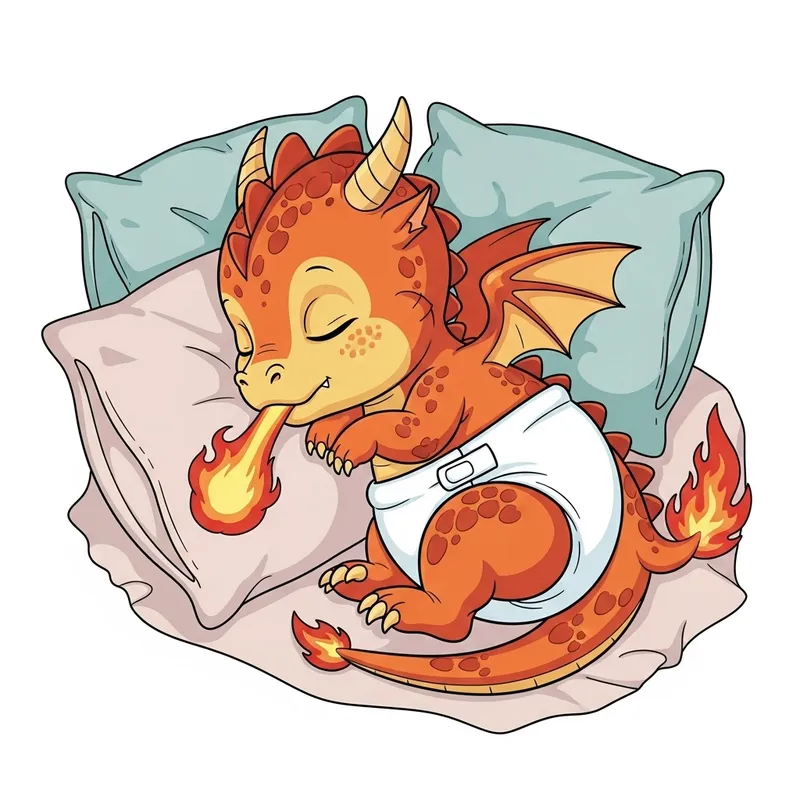 Baby Charizard Dragon Diaper Crib Vector Baby Charizard Dragon Diaper Crib Vector