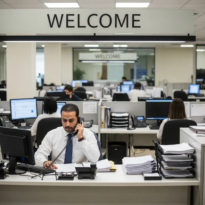 Middle-Eastern Male Secretary at Office Reception